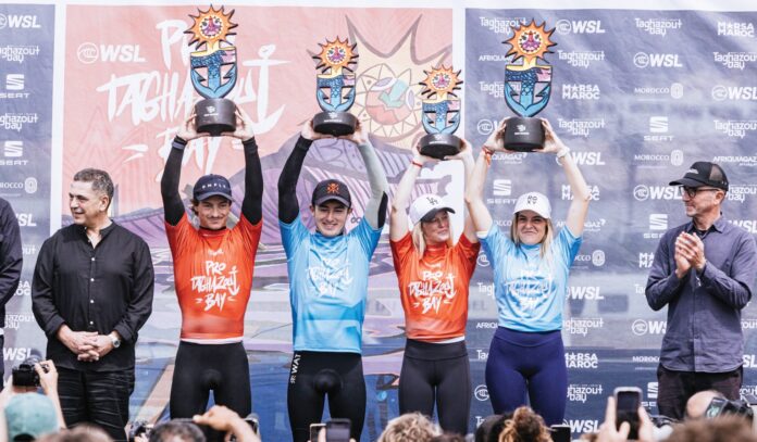 Janire Gonzalez Etxabarri and Adur Amatriain from the Basque Country (EUK) won the Pro Taghazout Bay a QS 4,000 surfing event.