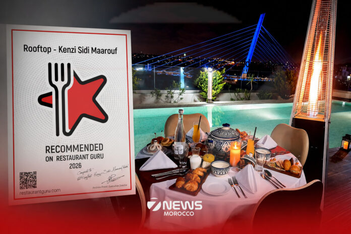 The Rooftop restaurant at the Kenzi Sidi Maarouf Hotel in Casablanca has received the “Recommended on Restaurant Guru 2026” label.