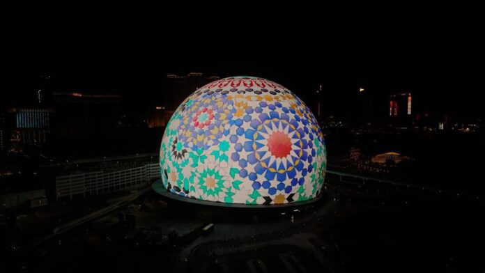 People visiting Las Vegas this week were greeted by something unexpected. The giant Sphere was lit up with images of Morocco People visiting Las Vegas this week were greeted by something unexpected. The giant Sphere was lit up with images of Morocco