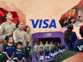 Visa gives 750 young fans the chance to join WAFCON 2026 players on the pitch while learning basic financial skills | AI generated collage