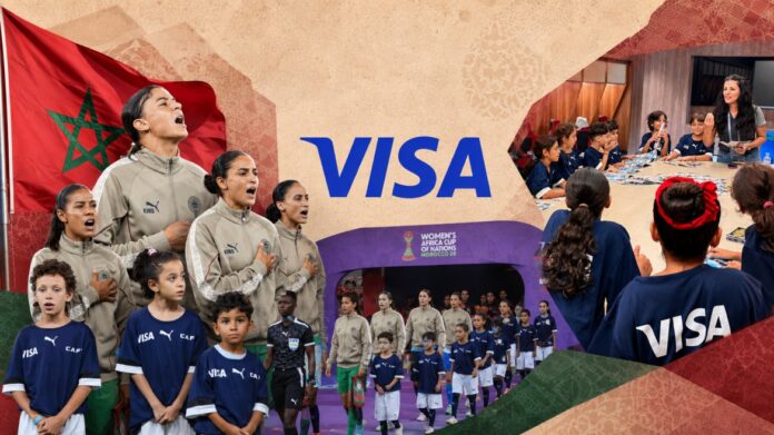 Visa gives 750 young fans the chance to join WAFCON 2026 players on the pitch while learning basic financial skills | AI generated collage