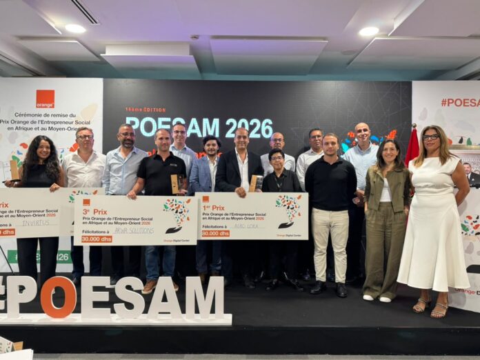 AgroLora, Invirtus and Arwa Solutions win Orange Morocco’s 2026 POESAM awards after 345 startups applied for the competition.